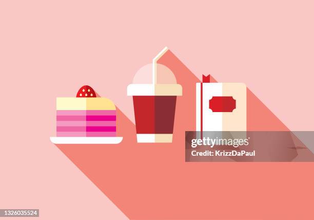 cake and coffee - strawberry shortcake stock illustrations