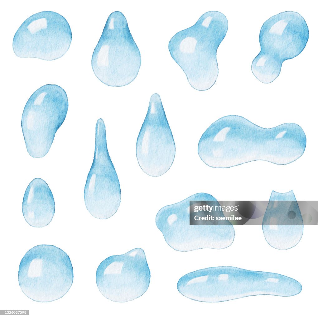 Watercolor Blue Water Drops