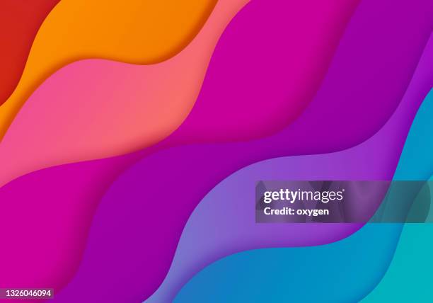 abstract zig-zag multicolored background with paper cut shapes - mix photo illustration stockfoto's en -beelden