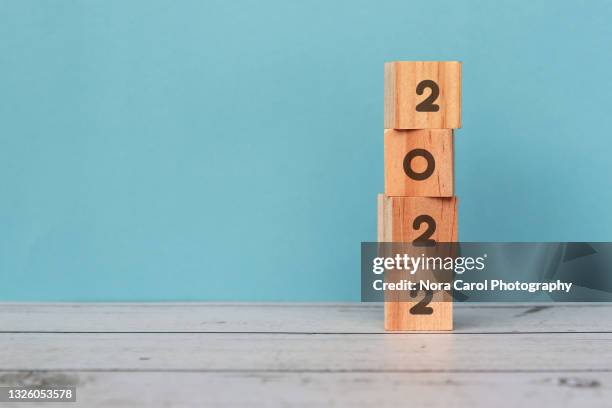 2022 numbers on wood blocks new year concept - 2022 bildbanksfoton och bilder