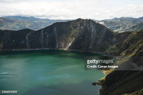 quilotoa lake in the morning - quito stock pictures, royalty-free photos & images