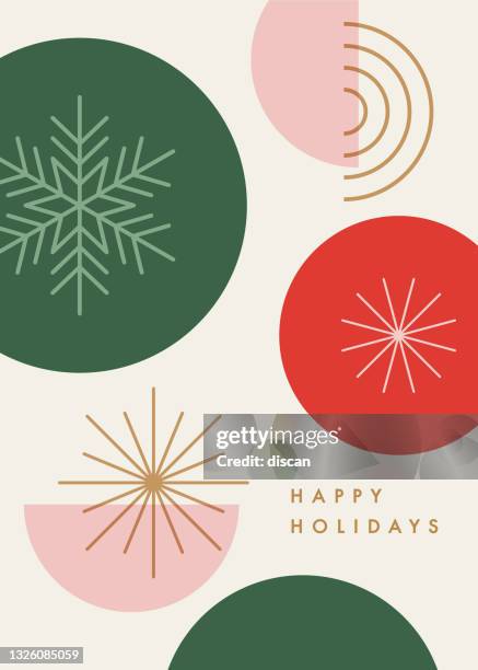 ilustraciones, imágenes clip art, dibujos animados e iconos de stock de tarjeta de felices fiestas con fondo geométrico moderno. - feliz navidad