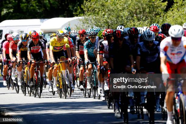 Philippe Gilbert of Belgium and Team Lotto Soudal, Mathieu Van Der Poel of The Netherlands and Team Alpecin-Fenix white best young jersey & The...