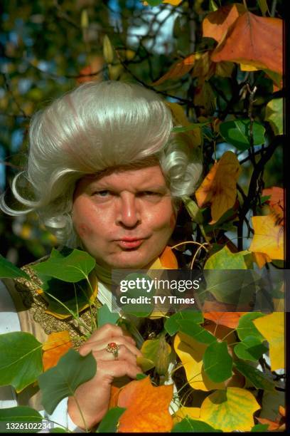 Comedian and comic actor Benny Hill in character during a sketch on The Benny Hill Show, circa 1977.