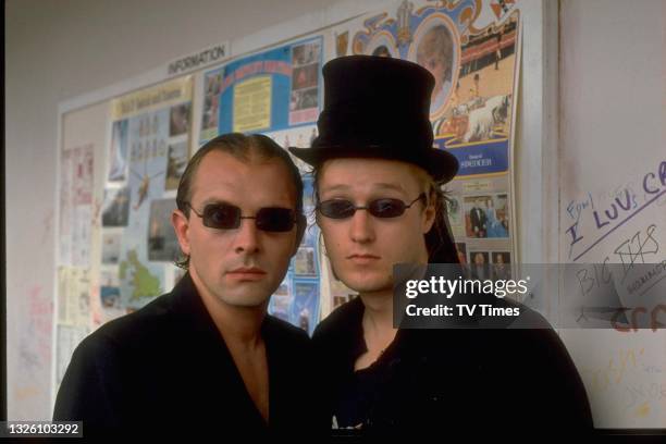 Rik Mayall and Adrian Edmondson in character on the set of comedy series Hardwicke House, circa 1987. Public reception was so negative that the...