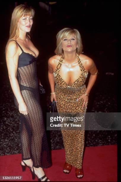 Actress Margaret Blakemore and pop singer Samantha Fox at the National Television Awards at the Royal Albert Hall in London on October 8, 1997.