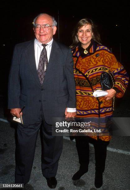 Ed Asner and Cindy Gilmore attend Oxfam America Hunger Hollywood Banquet at the Barker Hanger at Santa Monica Airport in Santa Monica, California on...