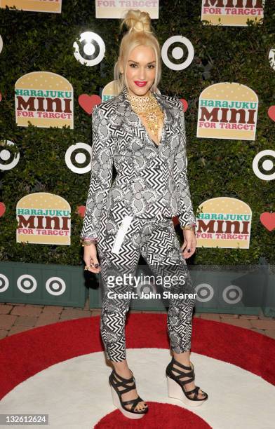 Singer Gwen Stefani arrives at the launch of her Harajuku Mini for Target Collection at Jim Henson Studios on November 12, 2011 in Los Angeles,...