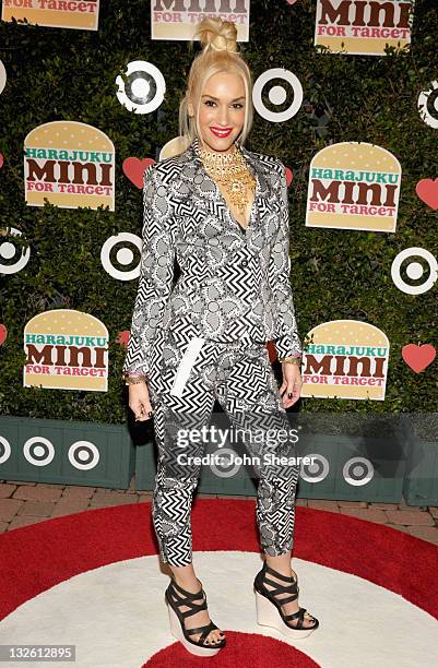 Singer Gwen Stefani arrives at the launch of her Harajuku Mini for Target Collection at Jim Henson Studios on November 12, 2011 in Los Angeles,...