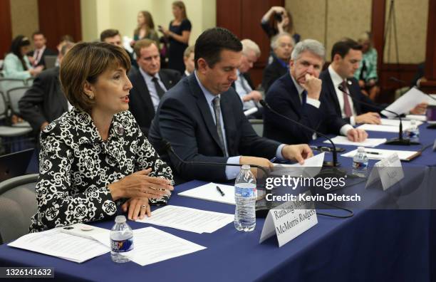 Rep. Cathy McMorris Rodgers , testifies alongside, from left to right, U.S. Rep. Devin Nunes , U.S. Rep. Michael McCaul and U.S. Rep. Mike Gallagher...