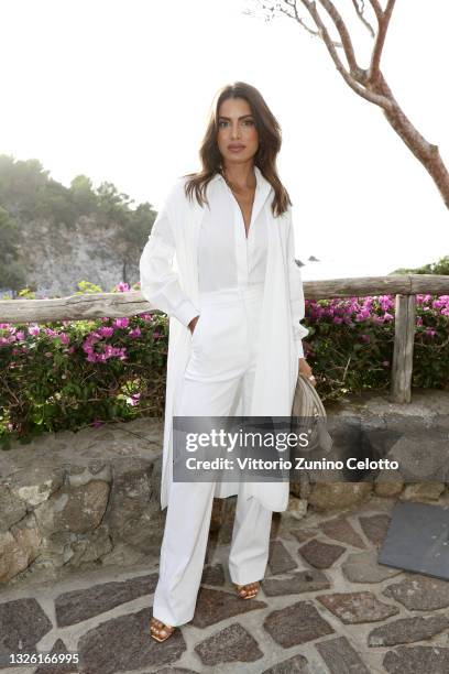 Camila Coelho is seen arriving at the Max Mara Resort 2022 Collection Show on June 29, 2021 in Ischia, Italy.