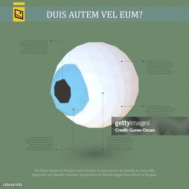 infographic template with 3d eyeball illustration - computerized eye examination stock illustrations