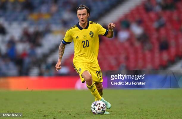 Sweden player Kristoffer Olsson in action during the UEFA Euro 2020 Championship Round of 16 match between Sweden and Ukraine at Hampden Park on June...