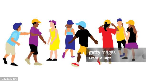 recess schoolyard socializing - large group of people vector stock illustrations