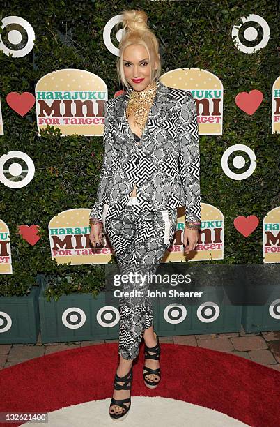 Singer Gwen Stefani arrives at the launch of her Harajuku Mini for Target Collection at Jim Henson Studios on November 12, 2011 in Los Angeles,...