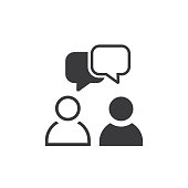 Talk icon color, black and white, outline. Isolated vector sign symbol.