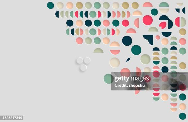 abstract round and semicircle paper cut style geometric pattern background - business card design stock illustrations