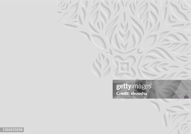 stockillustraties, clipart, cartoons en iconen met gray papercutting style leaf floral pattern background - papercutting