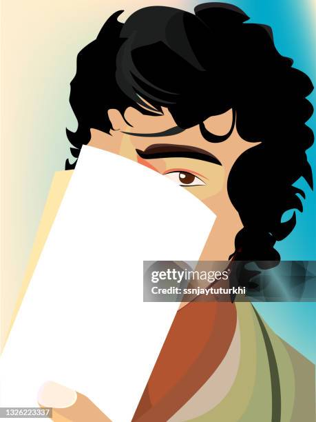students different type of expression and work, - asian man using computer stock illustrations