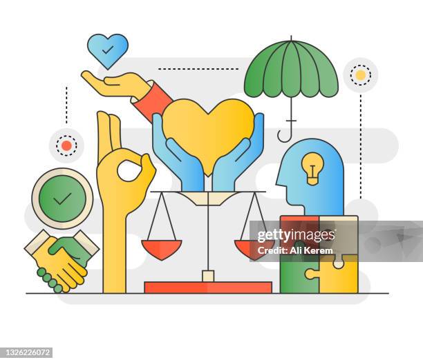 kernwerte banner design - moral values clip art stock-grafiken, -clipart, -cartoons und -symbole