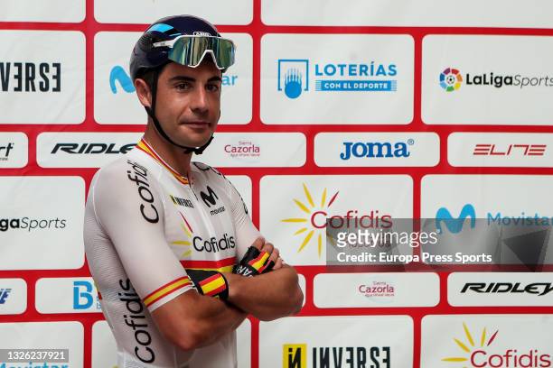 Sebastian Mora of the Spanish track cycling team poses for photo during the presentation of the Spanish Track Team for Tokyo 2020 at the Luis Puig...