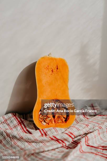 half butternut squash portrait - half open stock pictures, royalty-free photos & images