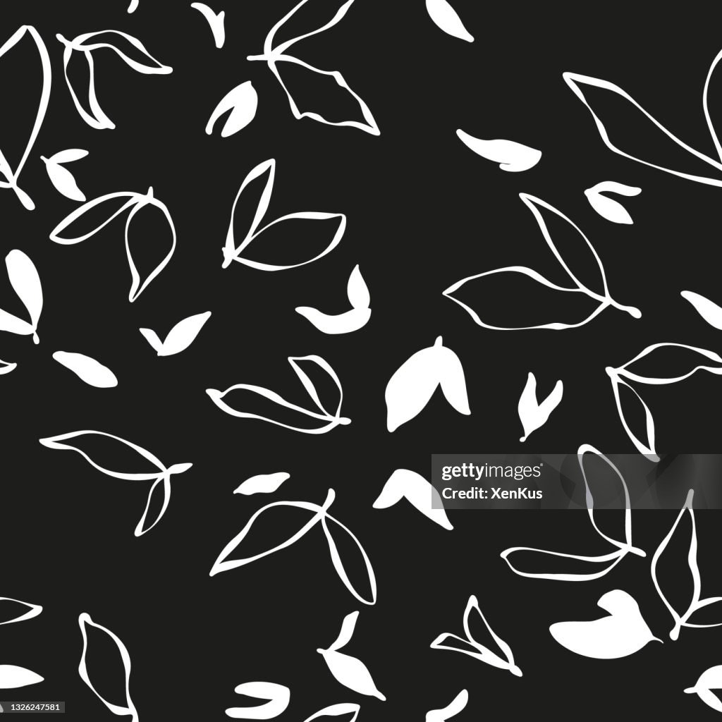 Hand Drawn Leaves Seamless Repeat Pattern High-Res Vector Graphic ...