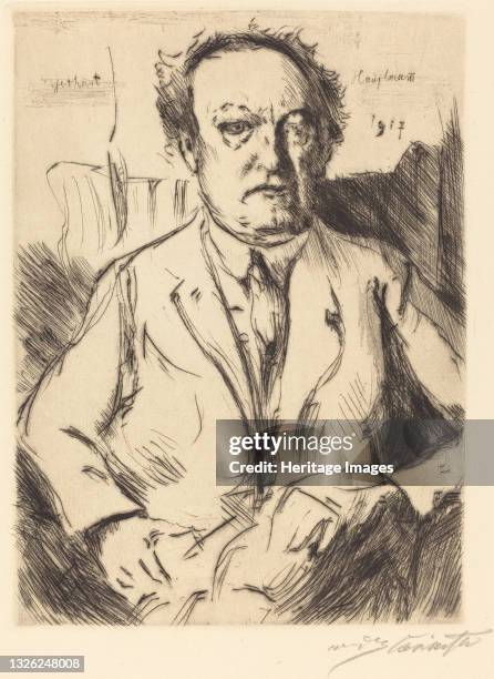 Portrait of the dramatist and novelist Gerhart Hauptmann, 1917. Private Collection. Artist Corinth, Lovis .