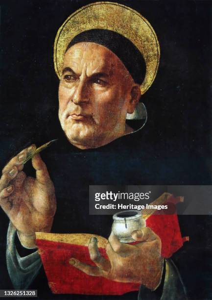 Saint Thomas Aquinas. Found in the collection of Abegg-Stiftung, Riggisberg. Artist Botticelli, Sandro .