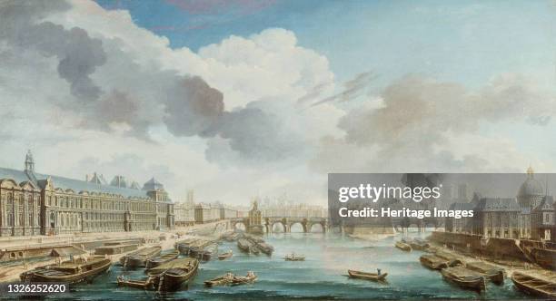 Le Louvre, le Pont-Neuf et le Collège des Quatre-Nations, 1755. Found in the collection of Musée Carnavalet, Paris. Artist Raguenet,...