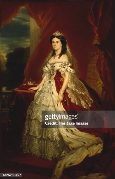 Princess Augusta of Saxe-Weimar-Eisenach , Queen of Prussia, ca 1859. Private Collection. Artist Winterhalter, Franz Xaver, School of .