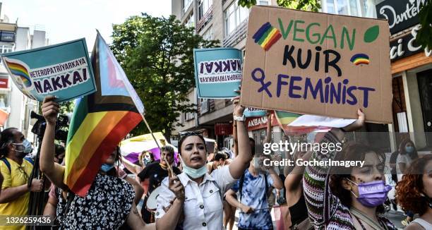 Members of the LGBT community march during a Pride 2021 event in Ankara, Turkey, on Tuesday, June 29, 2021.