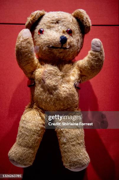 Teddy bear belonging to Leo Marcus, whose son did not survive the holocaust, Leo brought the bear with him to Manchester and gave it to his new...