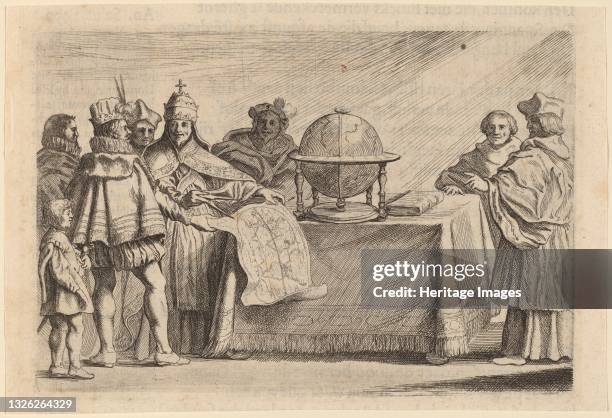 The Partitioning of the Globe between Spain and Portugal, 1634. Artist Willem Basse.