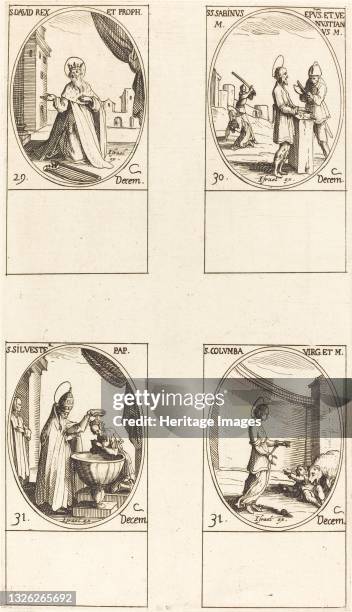 St. David, King and Prophet; Sts. Sabinus and Venustianus; St. Sylvester; St. Colomba. Artist Jacques Callot.