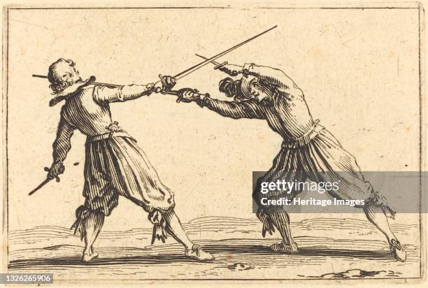 Duel with Swords and Daggers, circa 1622. Artist Jacques Callot.