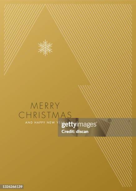 christmas greeting card with stylized christmas tree. - gold background stock illustrations