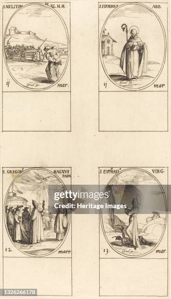 St. Meliton; St. Firminus; St. Gregory the Great; St. Euphrasia. Artist Jacques Callot.