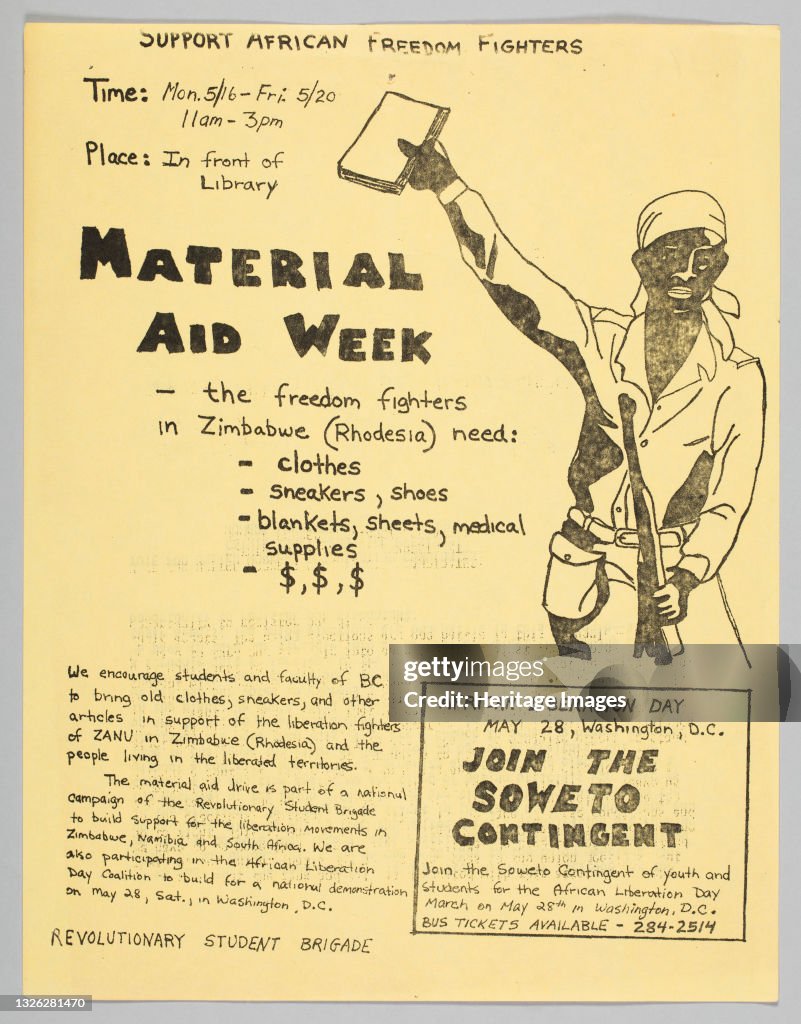 Flyer Advertising A Donation Drive To Support African Freedom Fighters