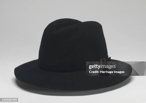 Black fur felt fedora with gold metal buckle worn by Michael Jackson on his 1984 Victory tour. The interior is made of white silk and is stamped with...