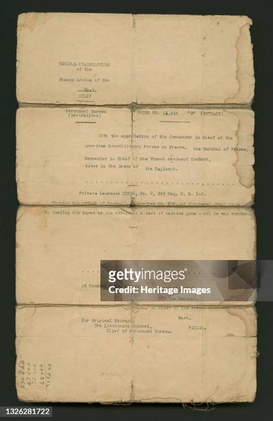 An English-language dispatch titled [ORDER NO. 14.645 'D' ] from the General Headquarters of the French Armies of the East. The commendation comes...