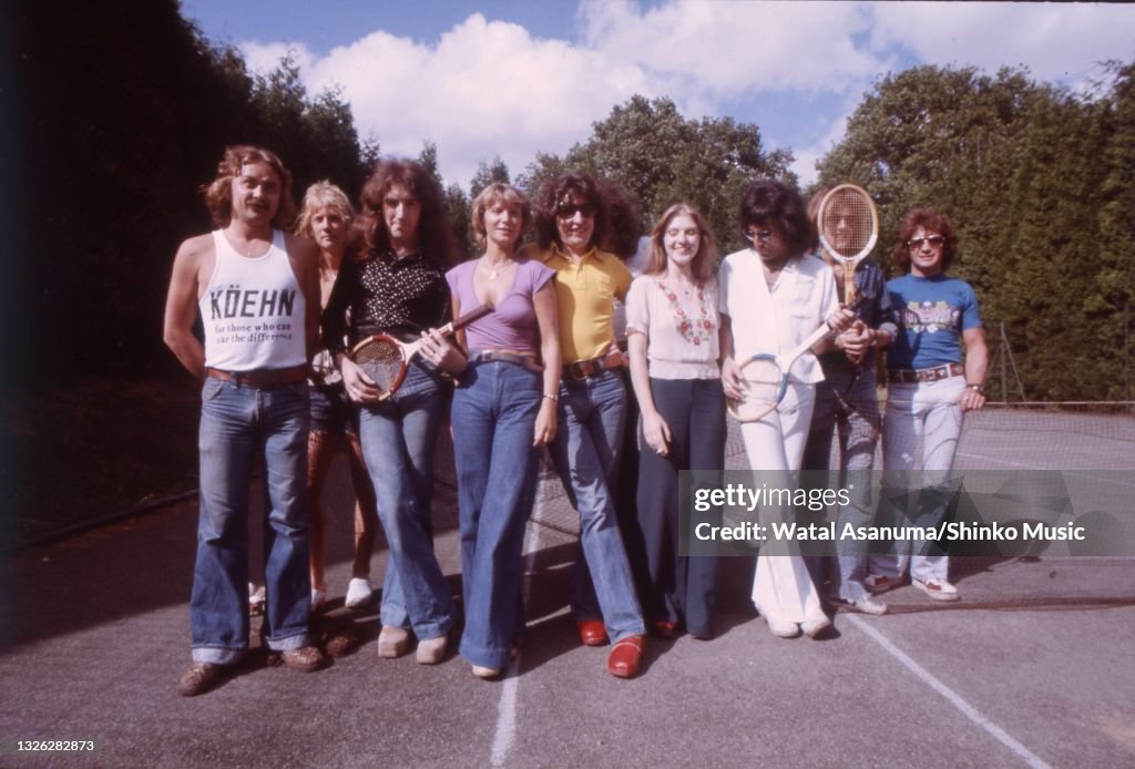 Queen Ridge Farm Queen pose on a tennis court at Ridge Farm Studio during the... News ...