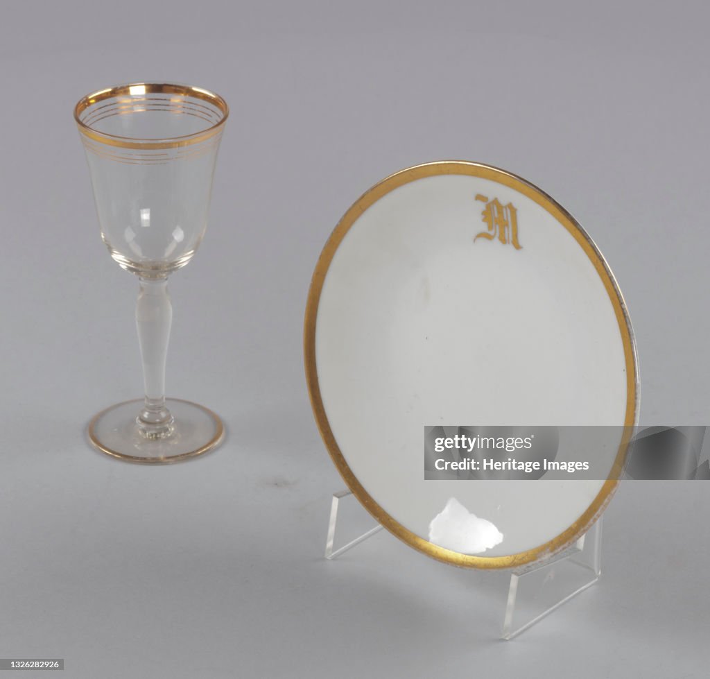 Glass And Bowl With Gold Decoration From Maes Millinery Shop,