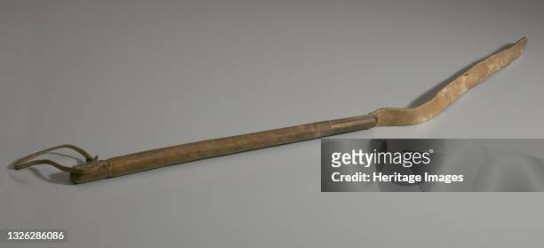 Wooden handle with hide lash and hide loop through opposite end for hanging storage. British politician Charles James Fox oversaw a Foreign Slave...