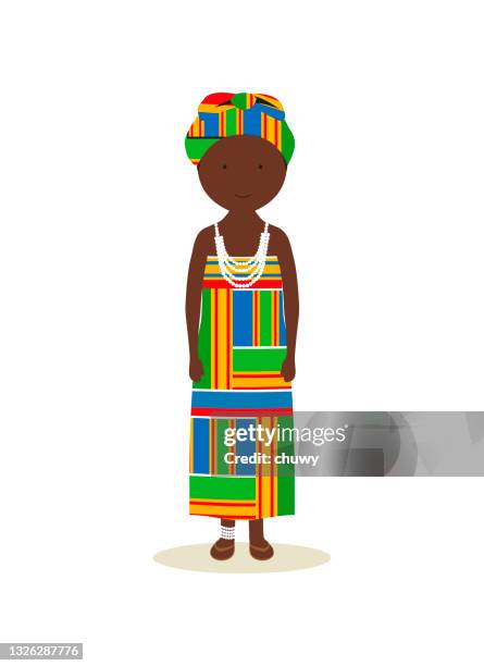 bildbanksillustrationer, clip art samt tecknat material och ikoner med ivorian traditional clothing for women - elfenbenskusten