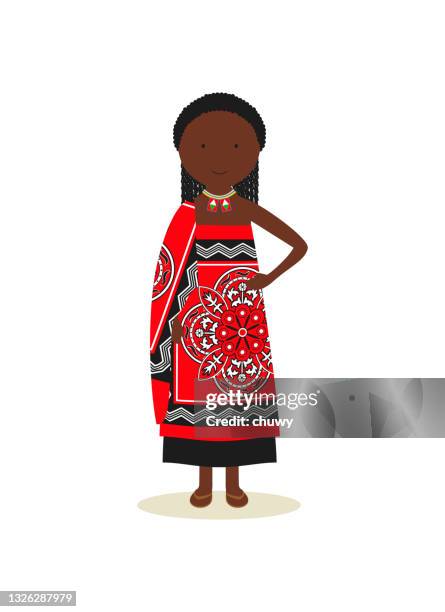 bildbanksillustrationer, clip art samt tecknat material och ikoner med swasi traditional clothing for women - swaziland