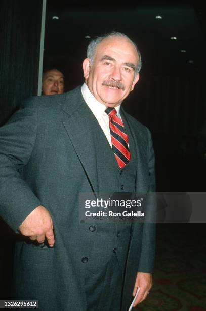 Ed Asner attends ABC TV Affiliates Party at the Century Plaza Hotel in Century City, California on May 9, 1983.