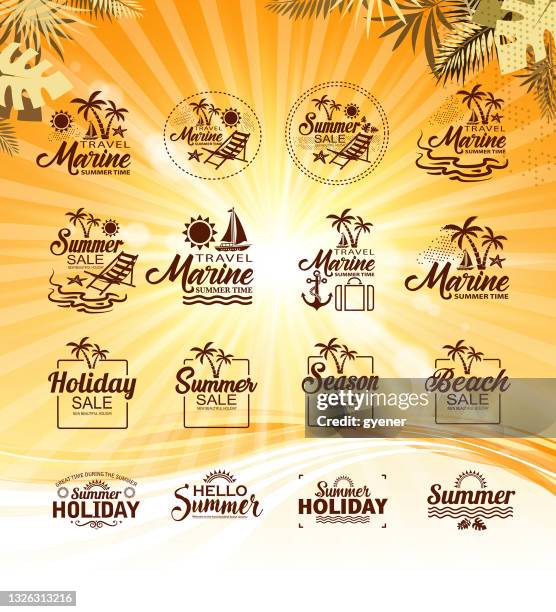 season labels - summer vacation logo stock illustrations