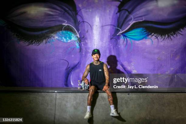 Skateboarder Nyjah Huston is photographed for Los Angeles Times on May 4, 2021 in San Clemente, California. PUBLISHED IMAGE. CREDIT MUST READ: Jay L....