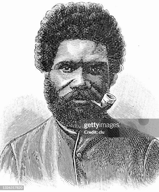 australian pipe smoker - aboriginal man stock illustrations